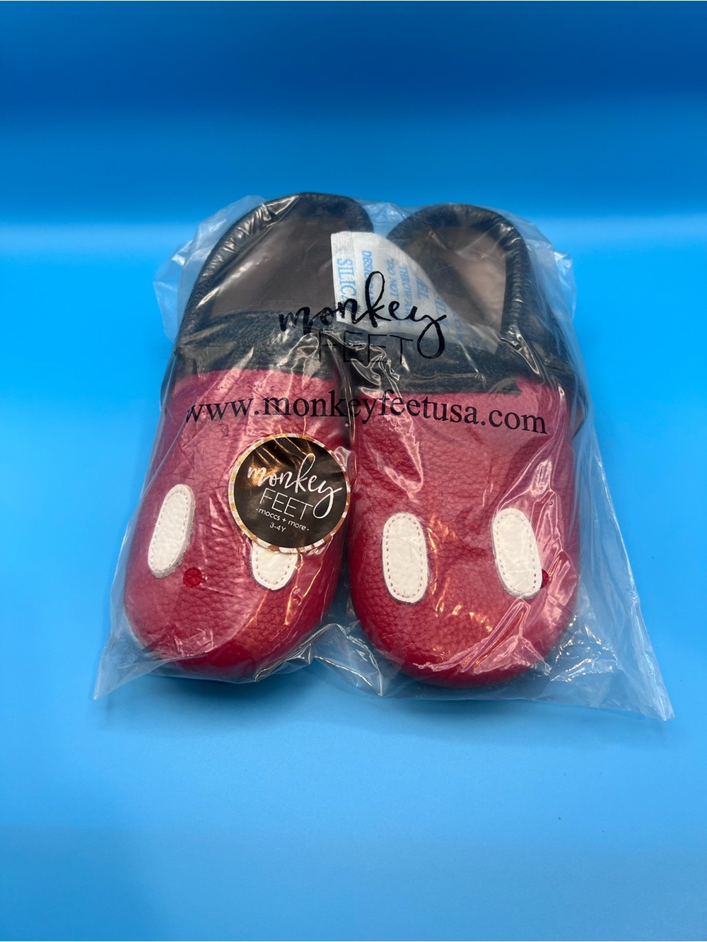 Monkey Feet Kids “Mickey” Red Leather Slip-On Shoes with White Accents